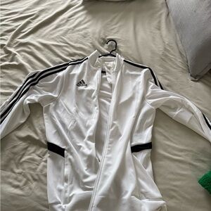 Adidas White Track Jacket with Black Stripes